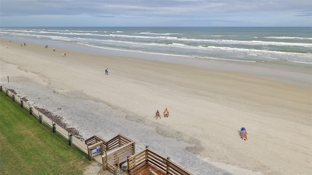 property view of water featuring a view of the beach