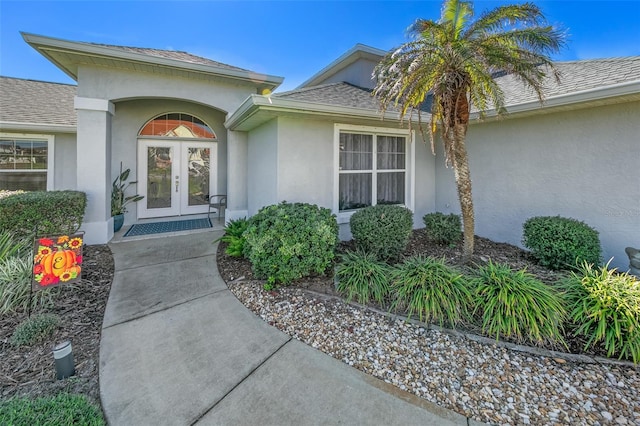 doorway to property featuring french doors