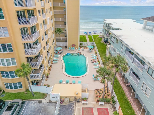 bird's eye view featuring a water view