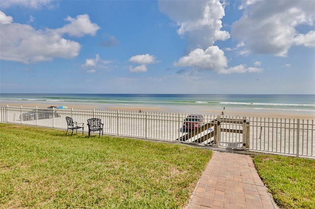 property view of water with a beach view