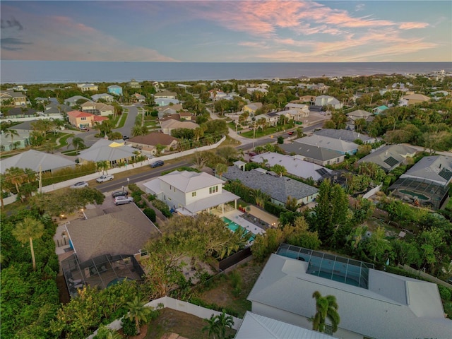 view of aerial view at dusk