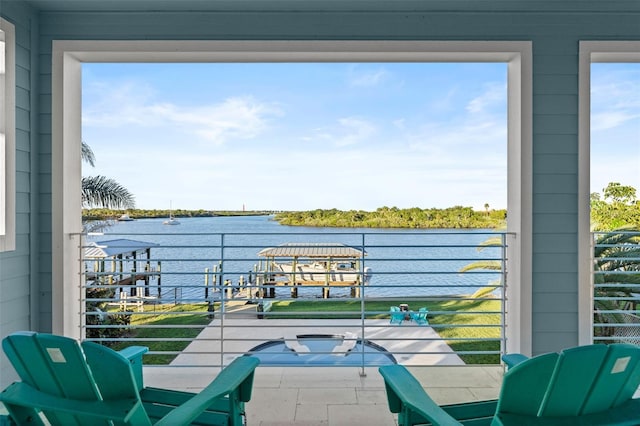 balcony with a water view