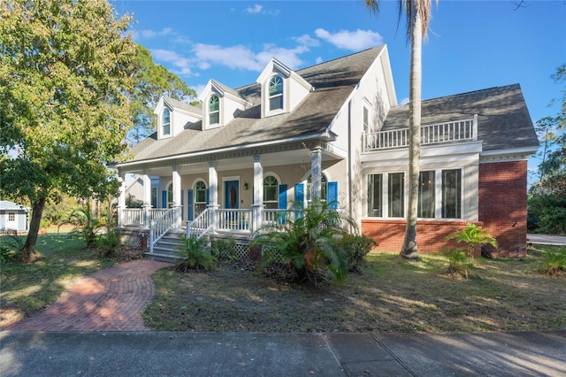 new england style home with covered porch