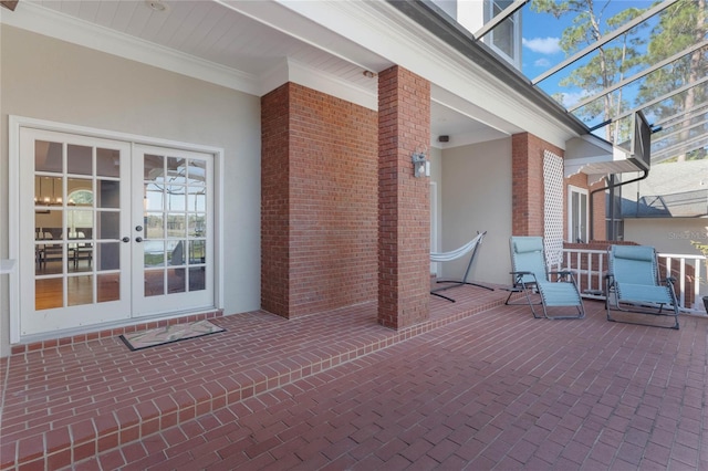 view of patio featuring french doors