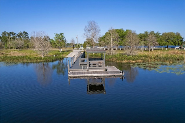 dock area featuring a water view