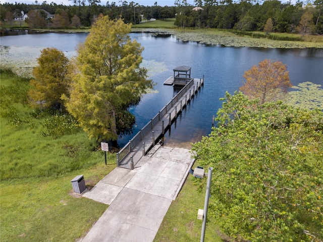 dock area featuring a water view