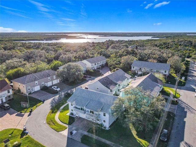 bird's eye view featuring a water view