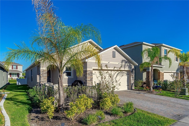 view of front of property with a garage