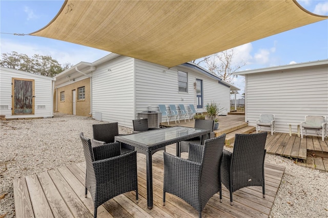 wooden terrace with central AC unit