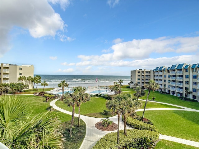 water view with a view of the beach