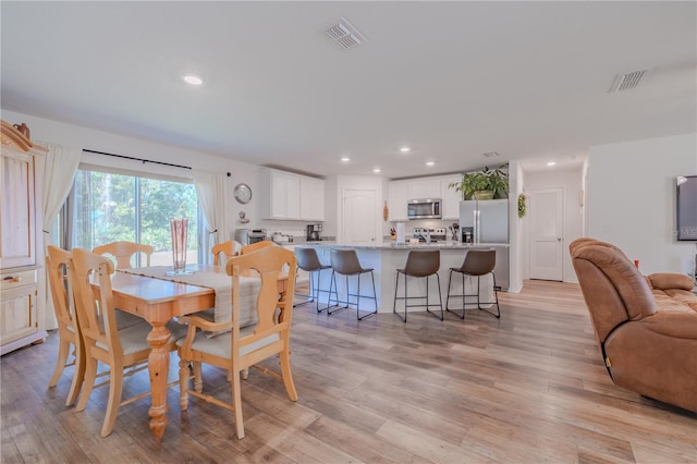 dining area featuring light hardwood / wood-style flooring