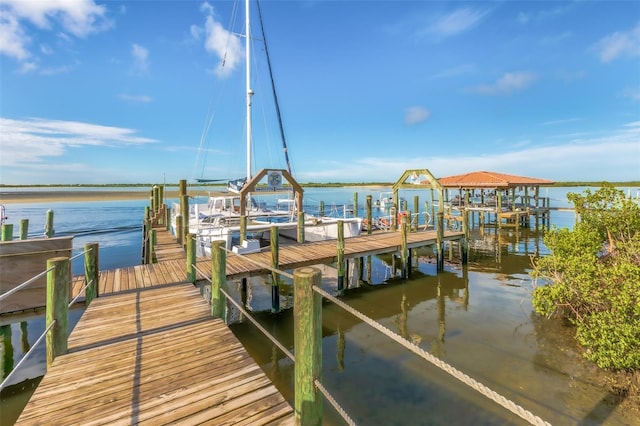 view of dock featuring a water view