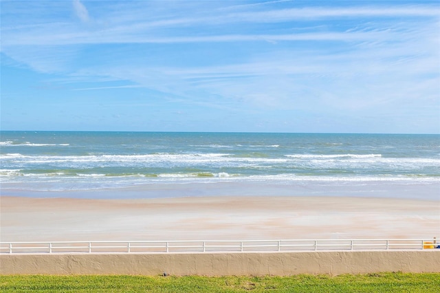 property view of water featuring a beach view