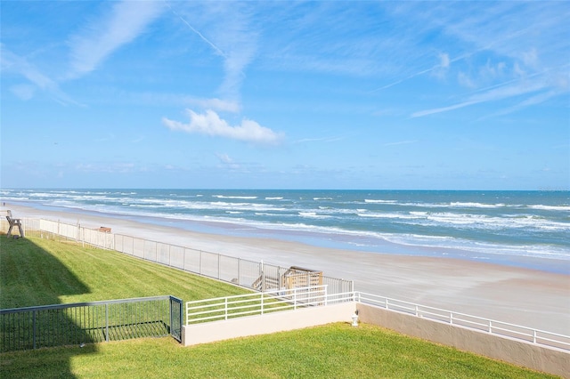 view of water feature with a view of the beach