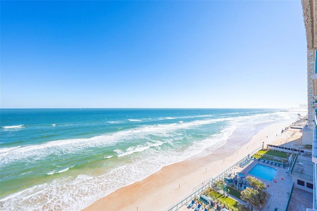 property view of water featuring a view of the beach