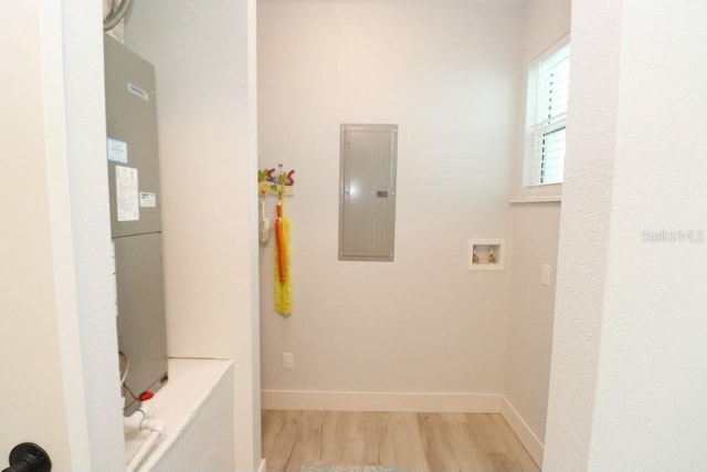 interior space featuring hardwood / wood-style floors and electric panel