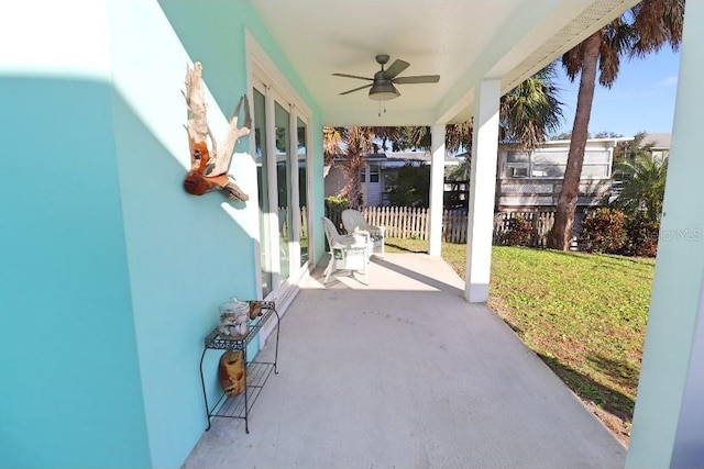 view of patio / terrace featuring ceiling fan