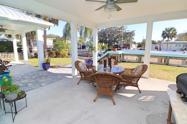 view of patio with ceiling fan