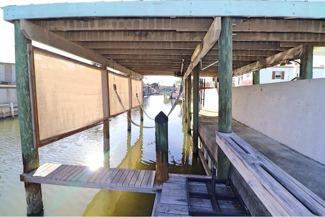 view of dock featuring a water view