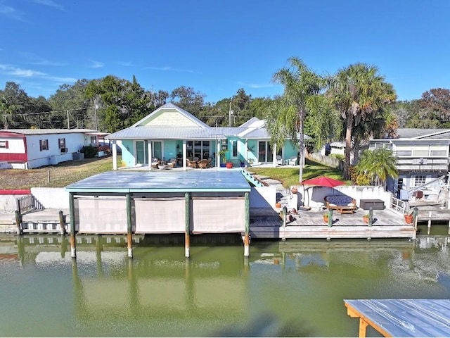 view of dock featuring a water view