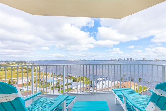 balcony with a water view