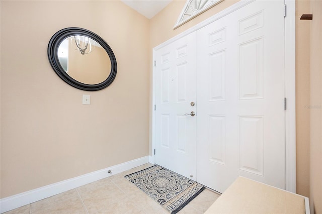 view of tiled foyer entrance