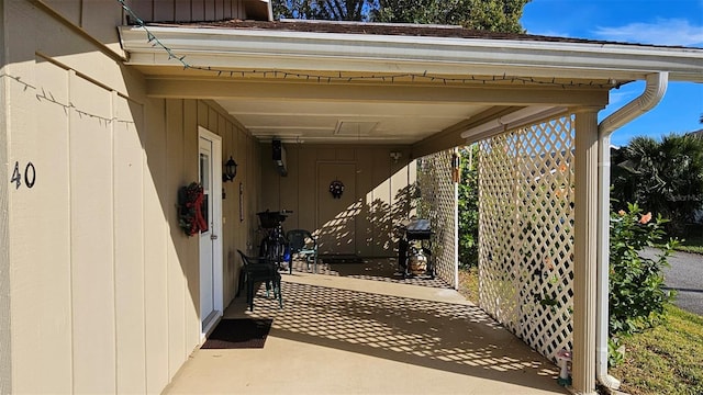 view of patio with a grill