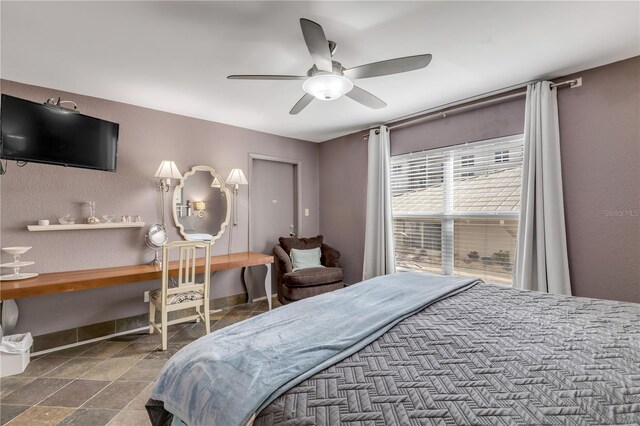 bedroom featuring ceiling fan