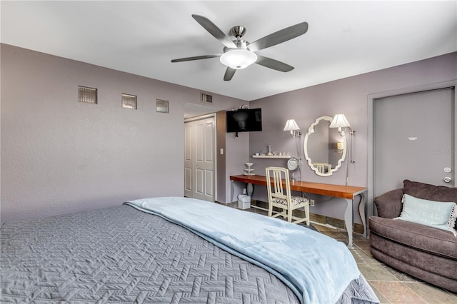 bedroom featuring ceiling fan