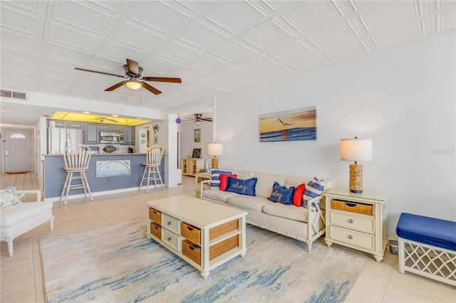 view of tiled living room