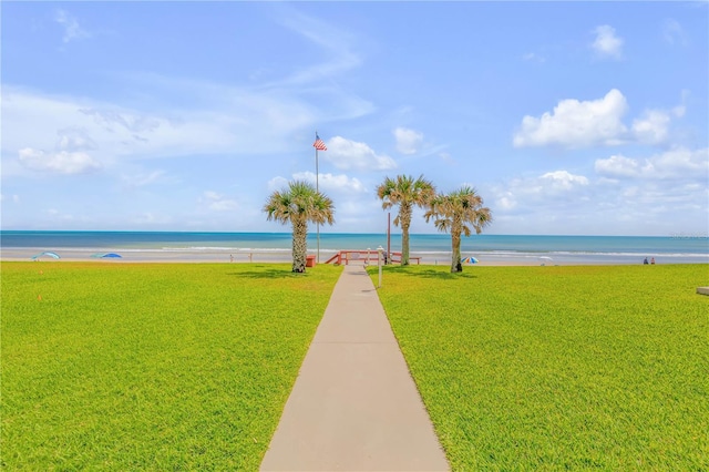 view of water feature featuring a beach view