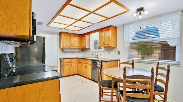 kitchen featuring sink, backsplash, and appliances with stainless steel finishes