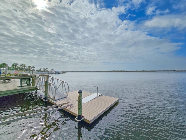 dock area featuring a water view