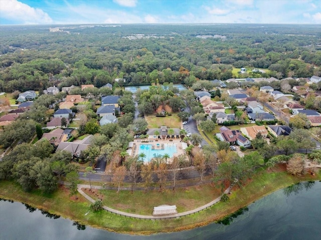 bird's eye view featuring a water view