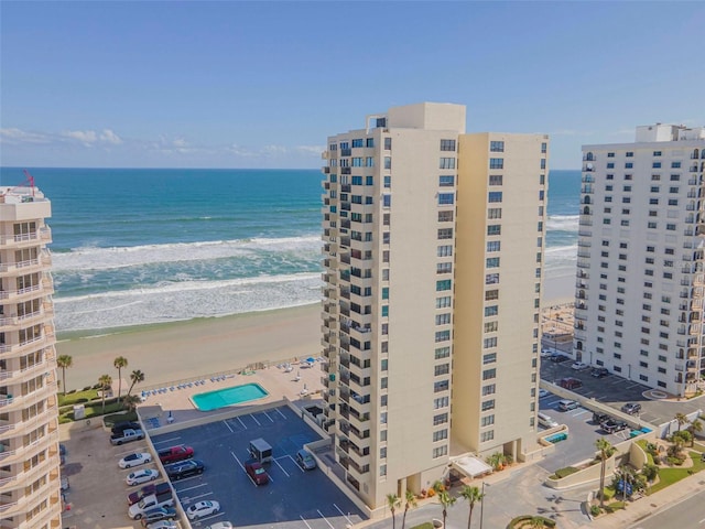 exterior space with a view of the beach and a water view