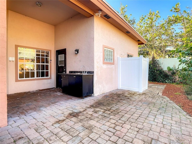 view of patio / terrace with sink