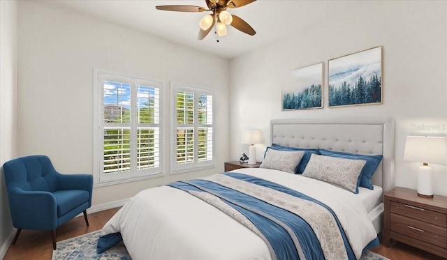 bedroom featuring ceiling fan