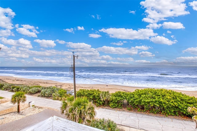 view of water feature with a view of the beach