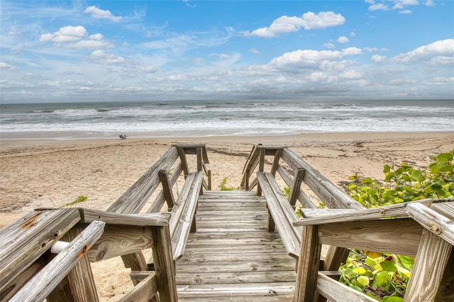 view of community featuring a view of the beach and a water view