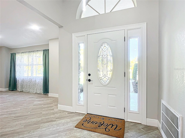 entrance foyer featuring light hardwood / wood-style floors and plenty of natural light