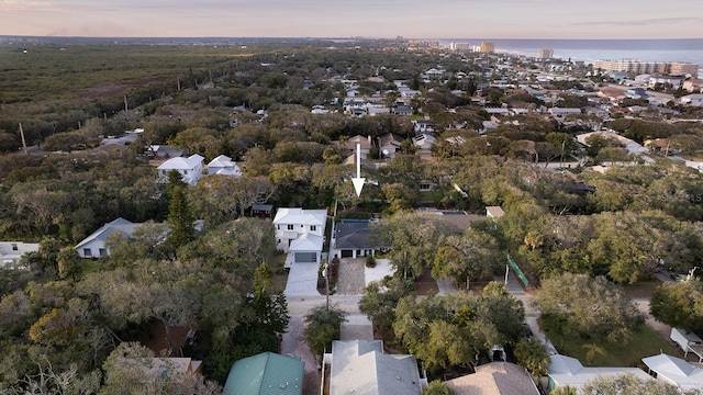 view of aerial view at dusk