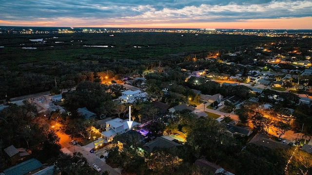 view of aerial view at dusk