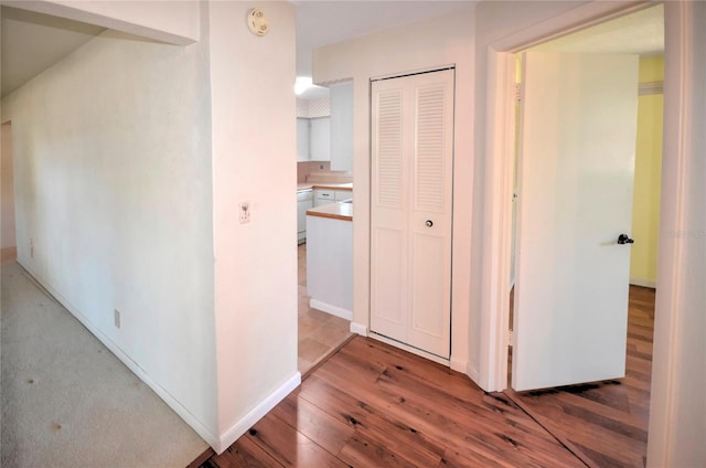 hallway featuring light wood-type flooring