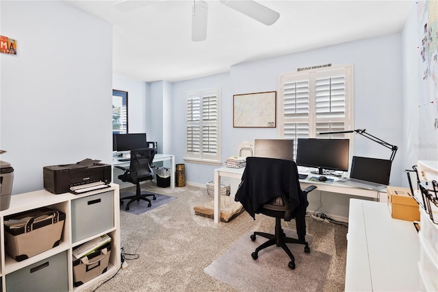 view of carpeted office space