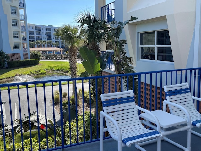 balcony with a water view