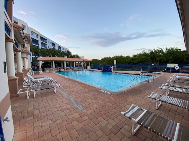 view of pool featuring a patio