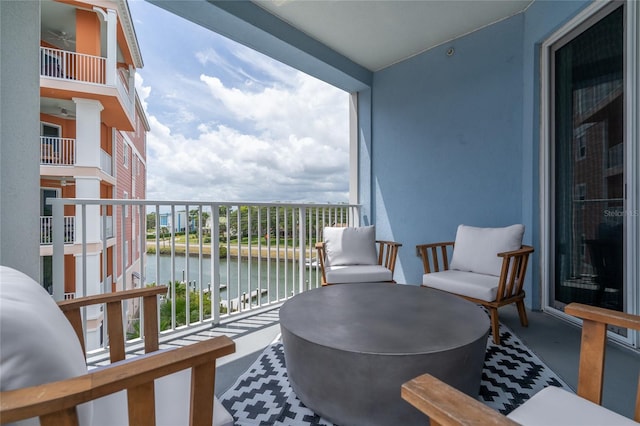 balcony with a water view