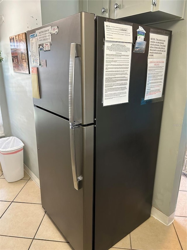 details featuring stainless steel fridge