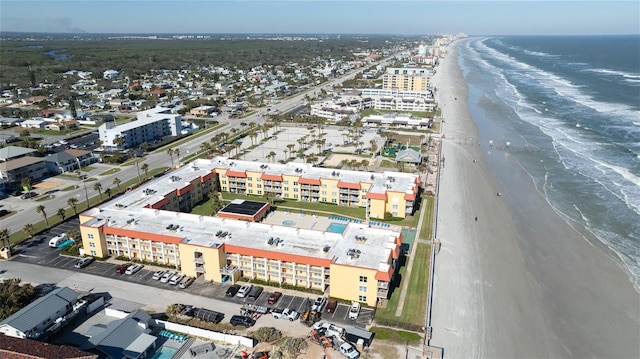 aerial view featuring a beach view and a water view