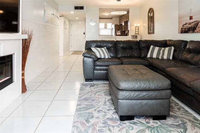 view of tiled living room